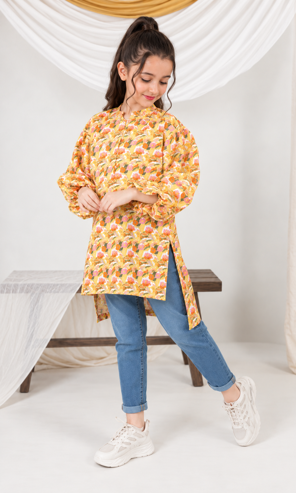 Girl's Stitched Poly Lawn Kurti