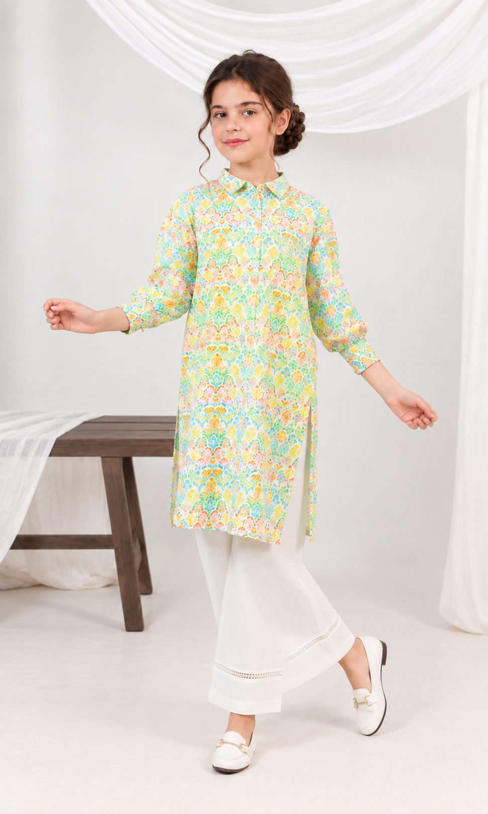Girl's Stitched Poly Lawn Kurti