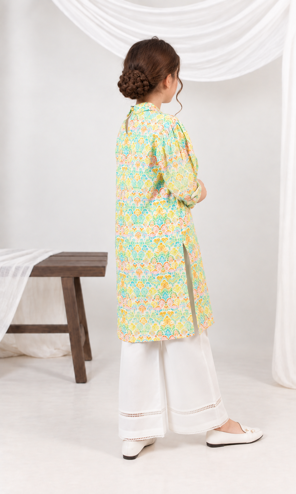 Girl's Stitched Poly Lawn Kurti