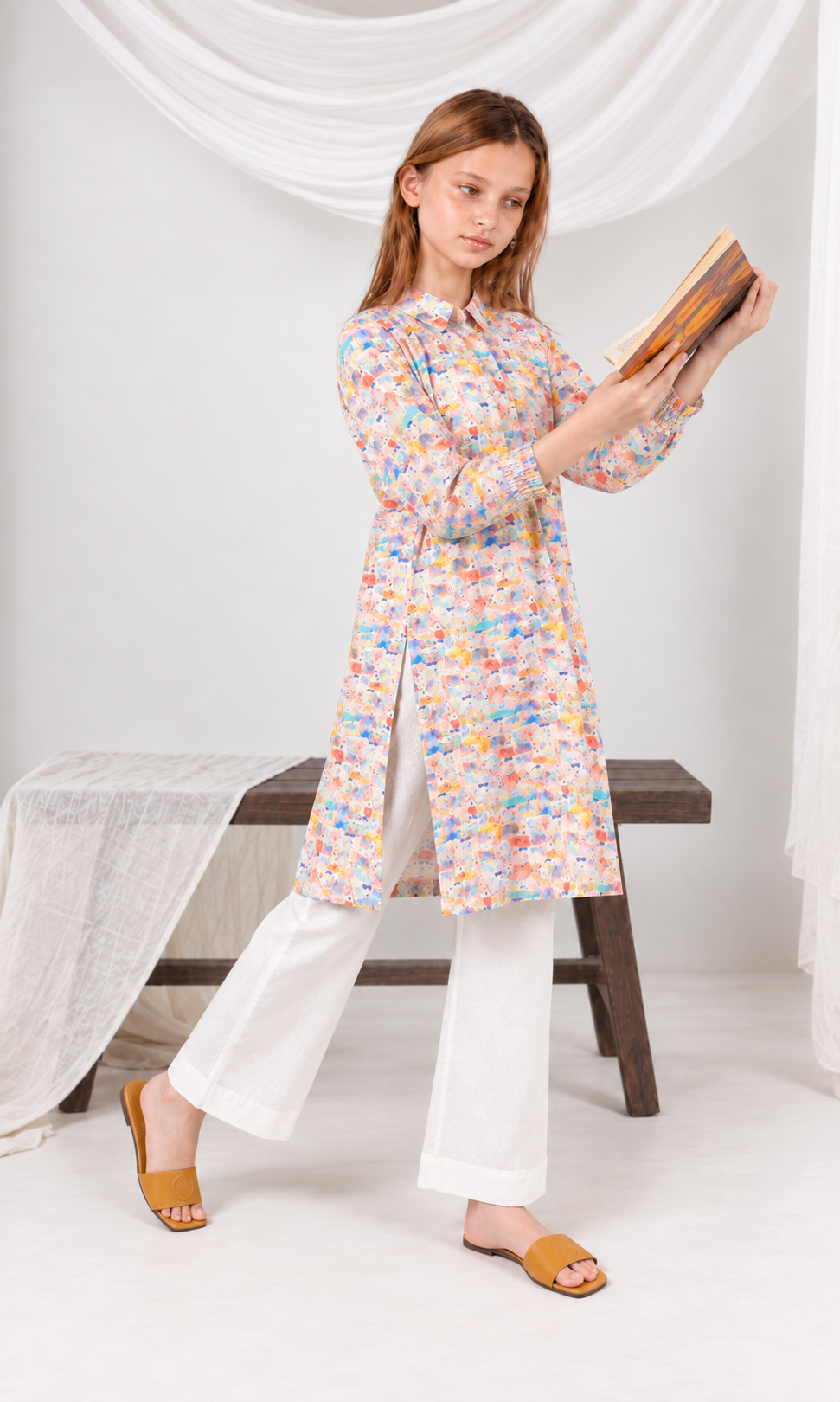 Girl's Stitched Poly Lawn Kurti