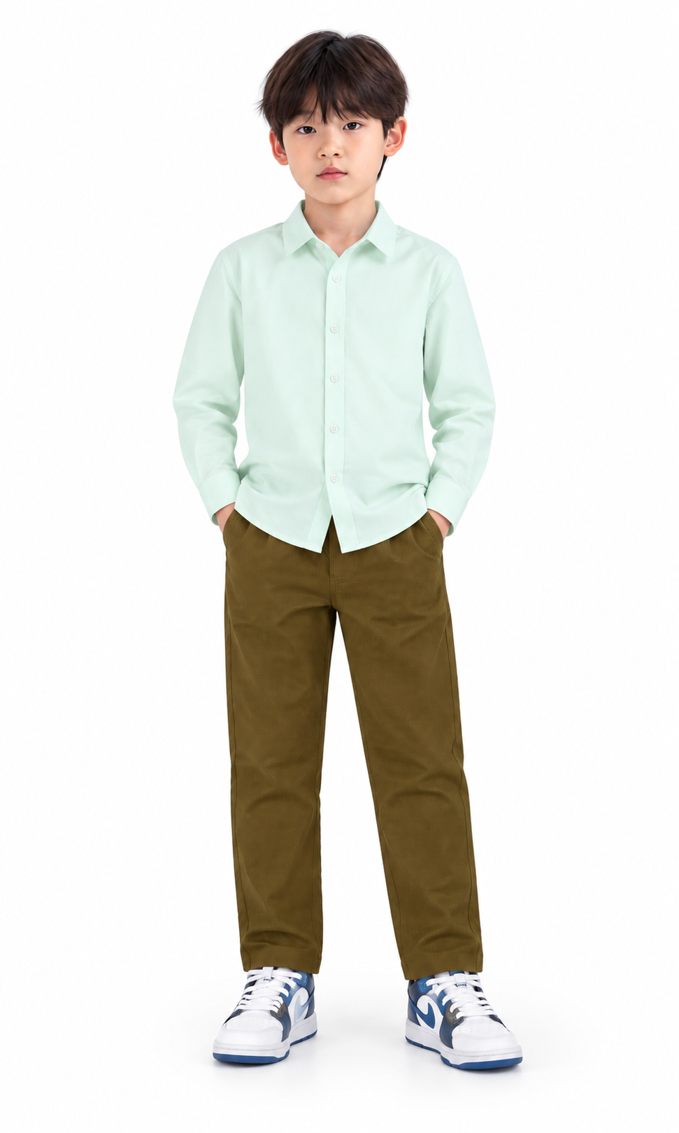 Boys Stitched Chino Pant - Dark Brown