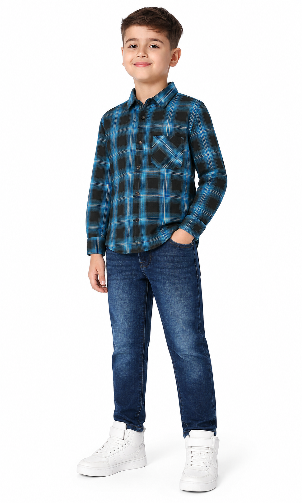 Boys Stitched Denim Pant - Blue