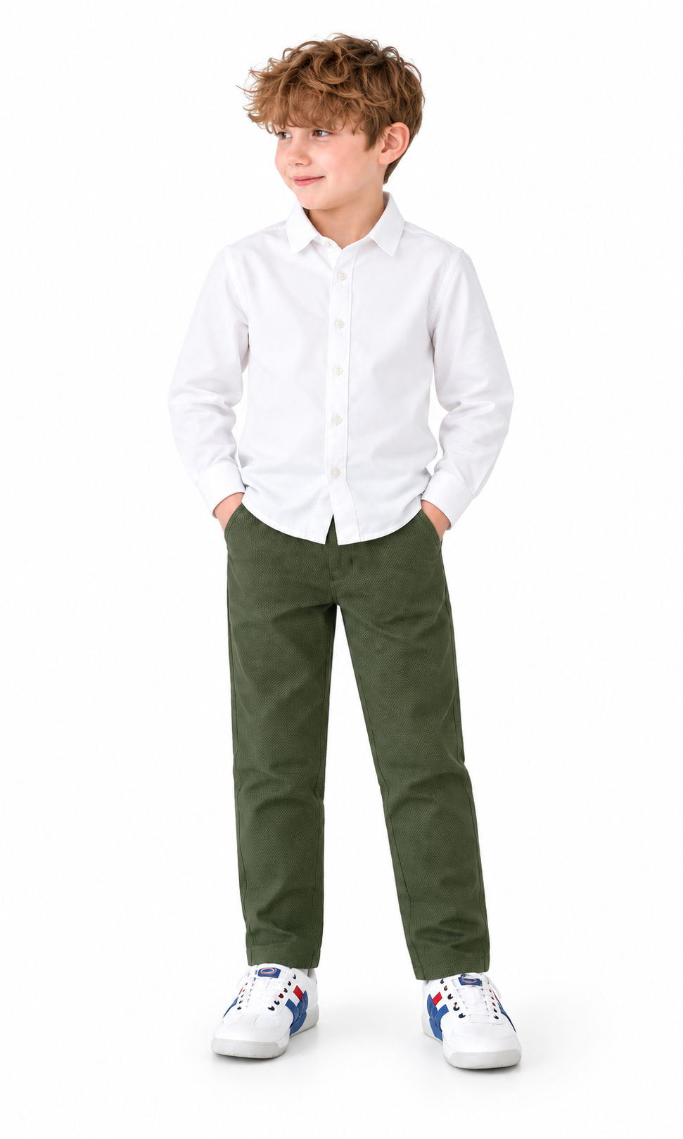 Boys Stitched Chino Pant - Olive