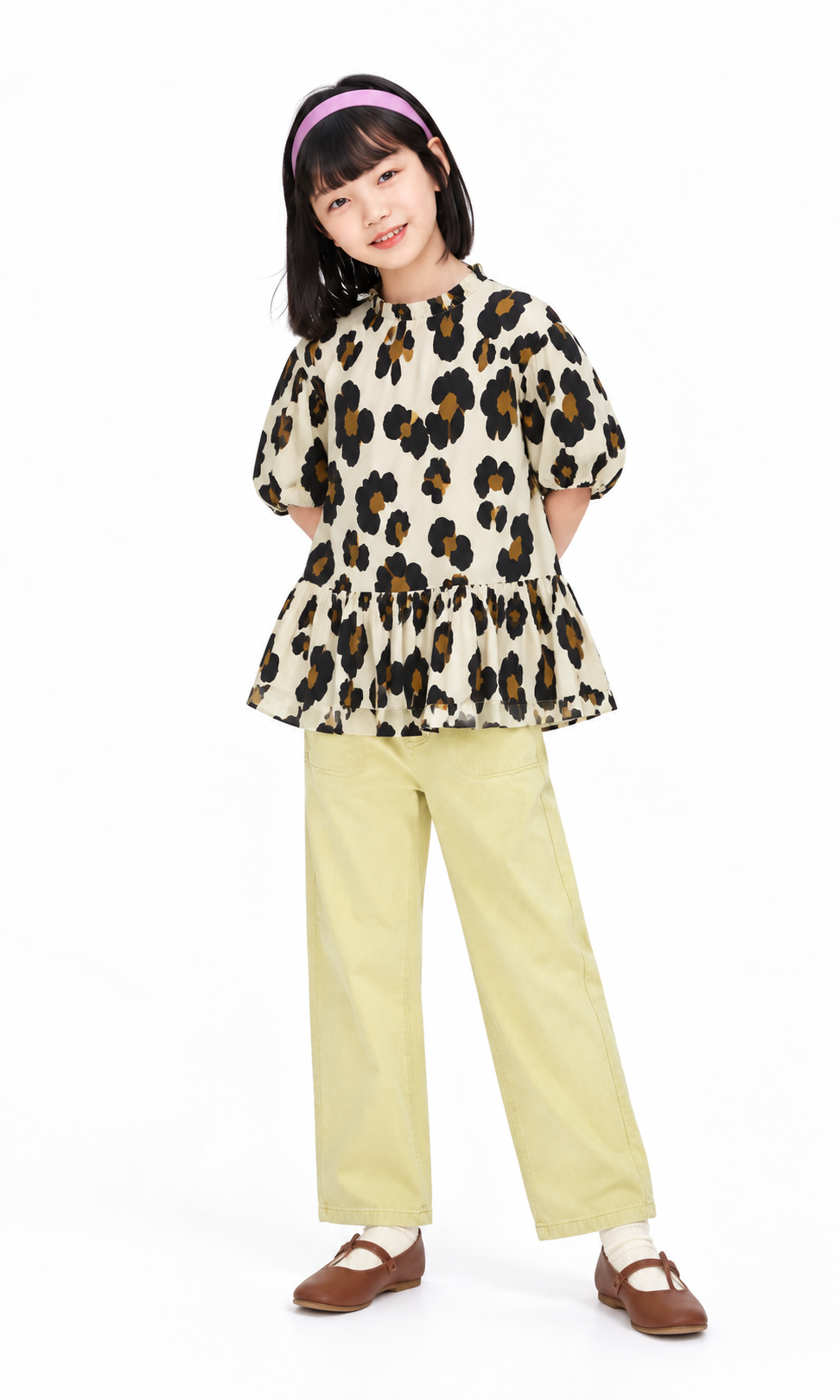 Girl's Denim Pant - Cream