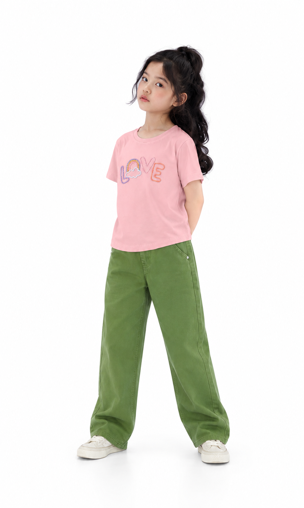 Girl's Denim Pant - Green