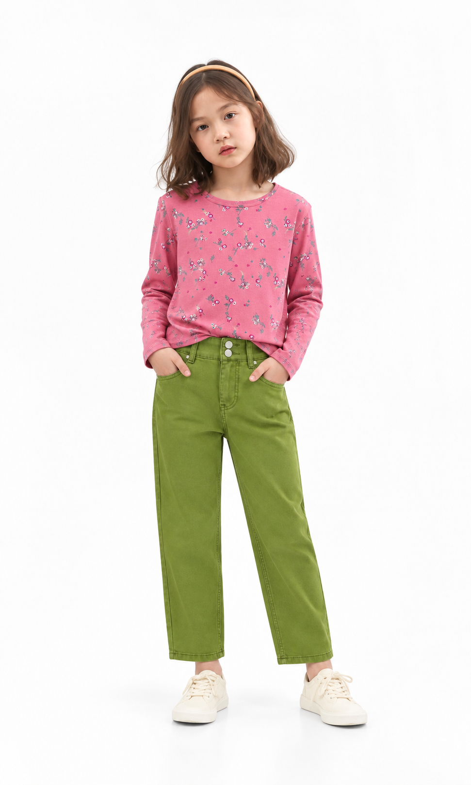 Girl's Denim Pant - Green
