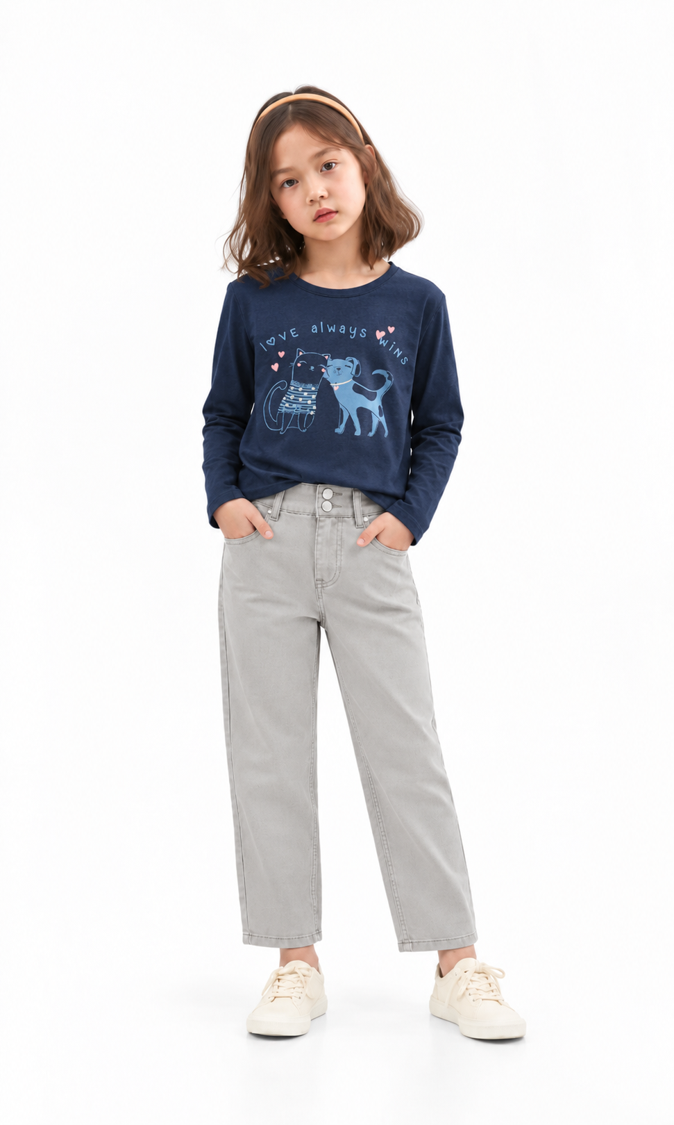 Girl's Denim Pant - Beige
