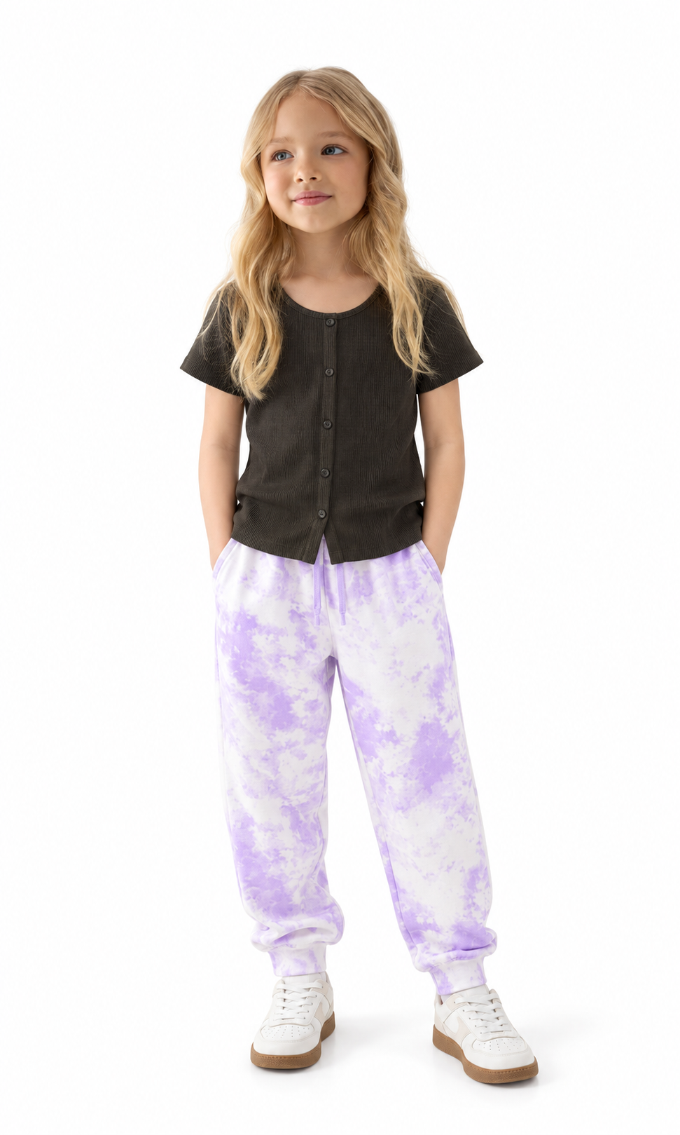 Girl's Sweatpants White And Purple