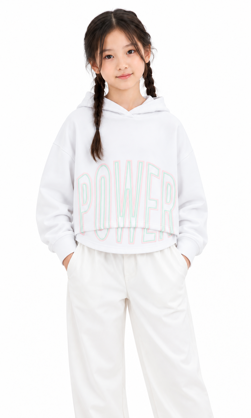 Girl's Hooded Sweatshirt White