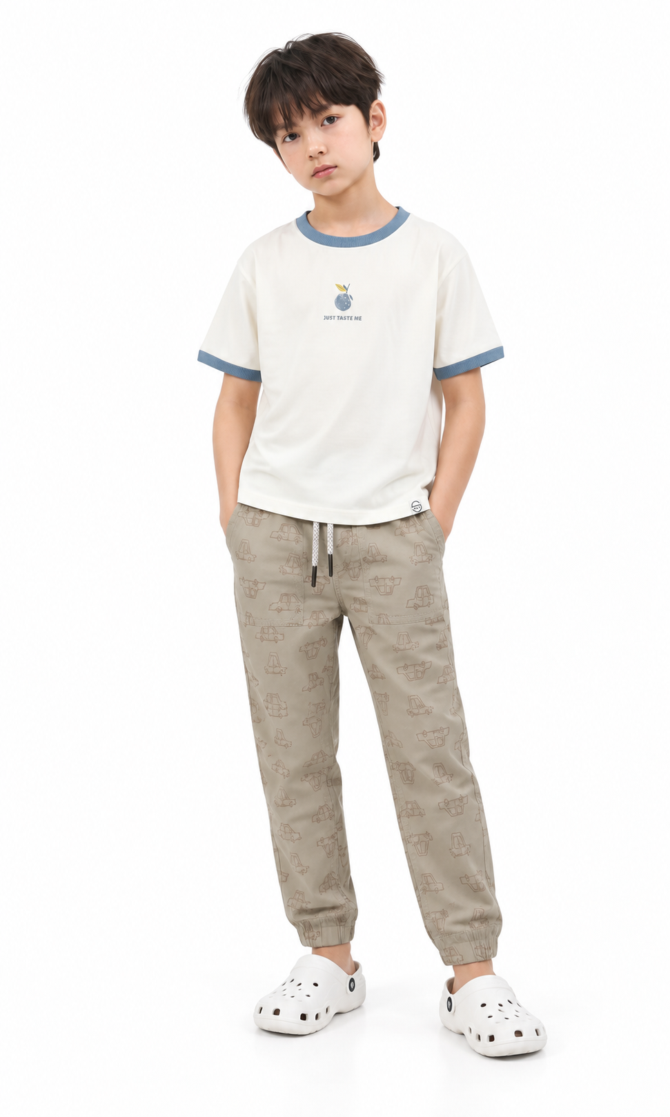 Boys Cloth Pants Jogger Beige Cars