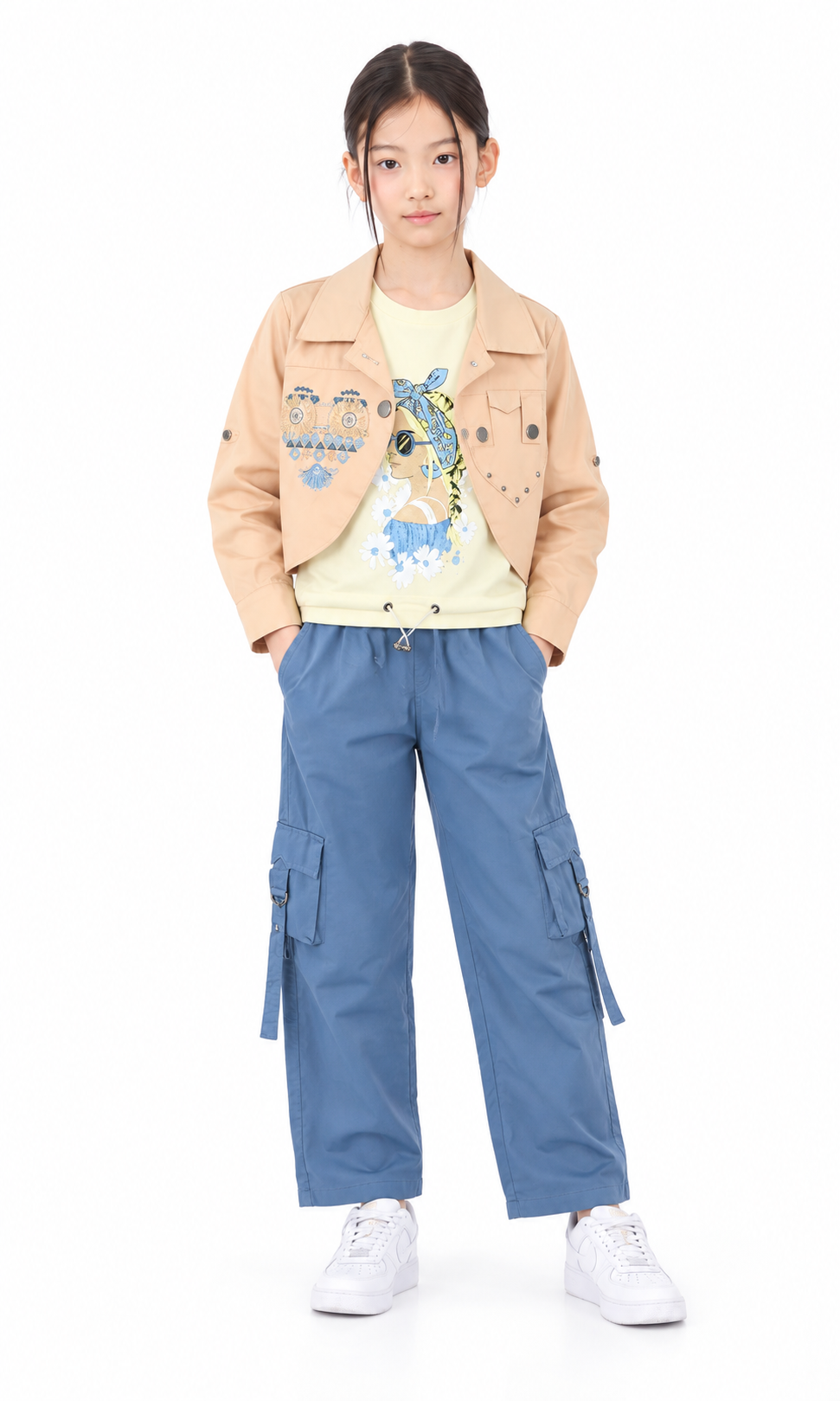 Girl's 3 PCs Suit - Peach