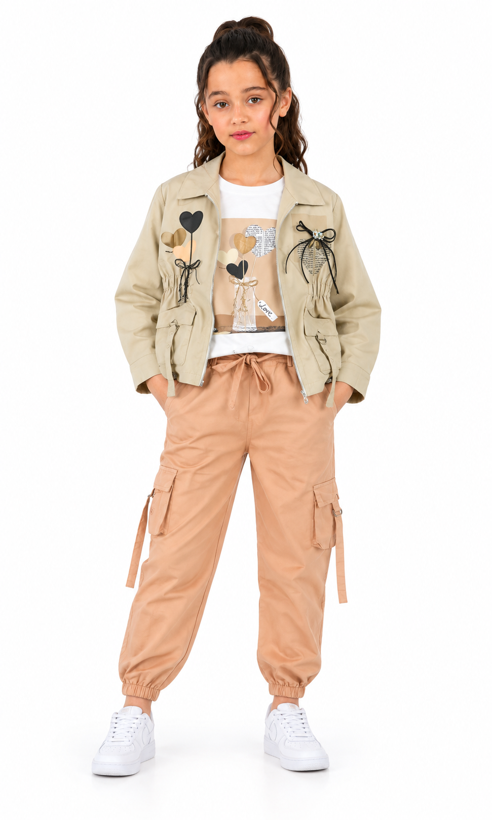 Girl's 3 PCs Suit - Beige