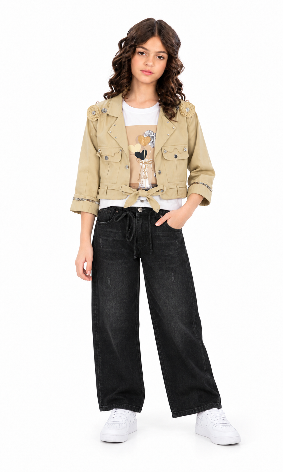 Girl's 3 PCs Suit - Camel