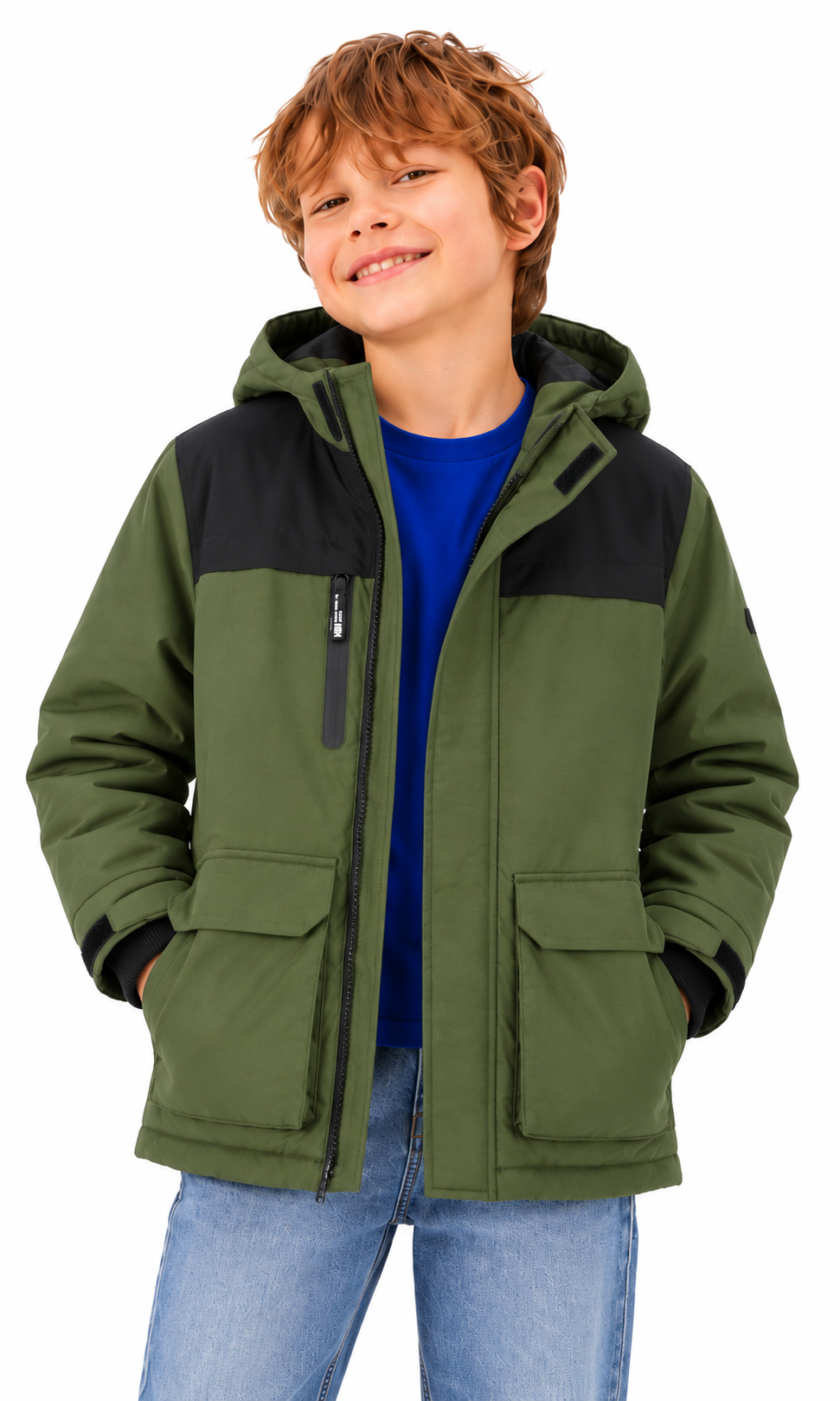 Boy's Hooded Jacket Dark Green