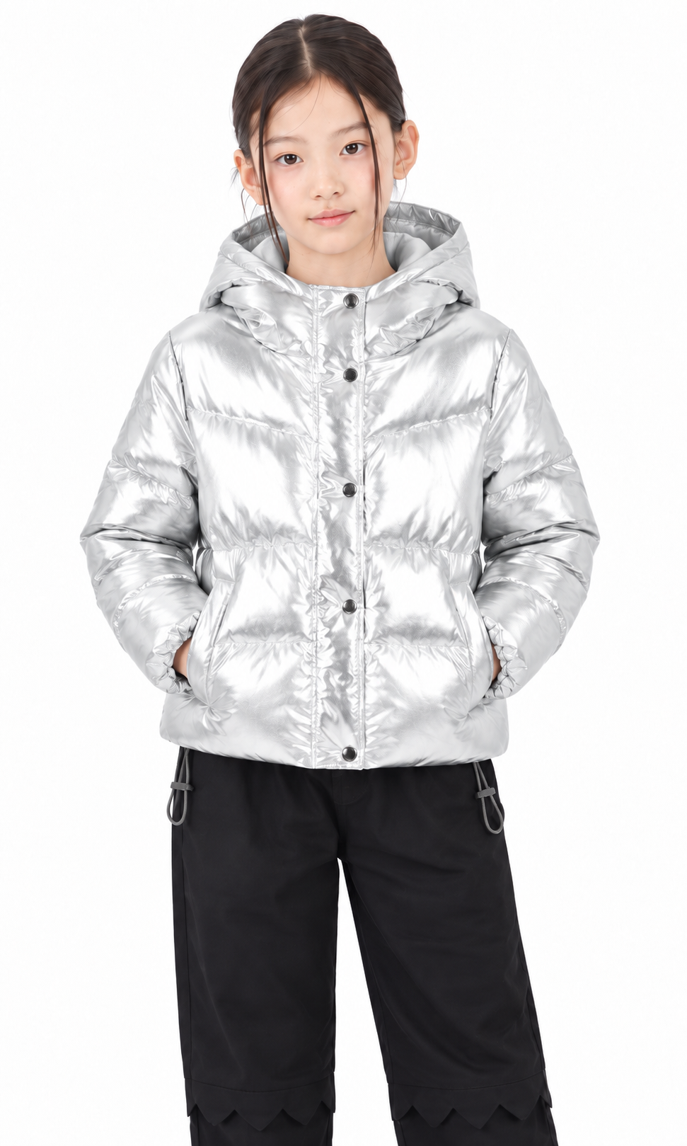 Girl's Jacket With a Hood Silver