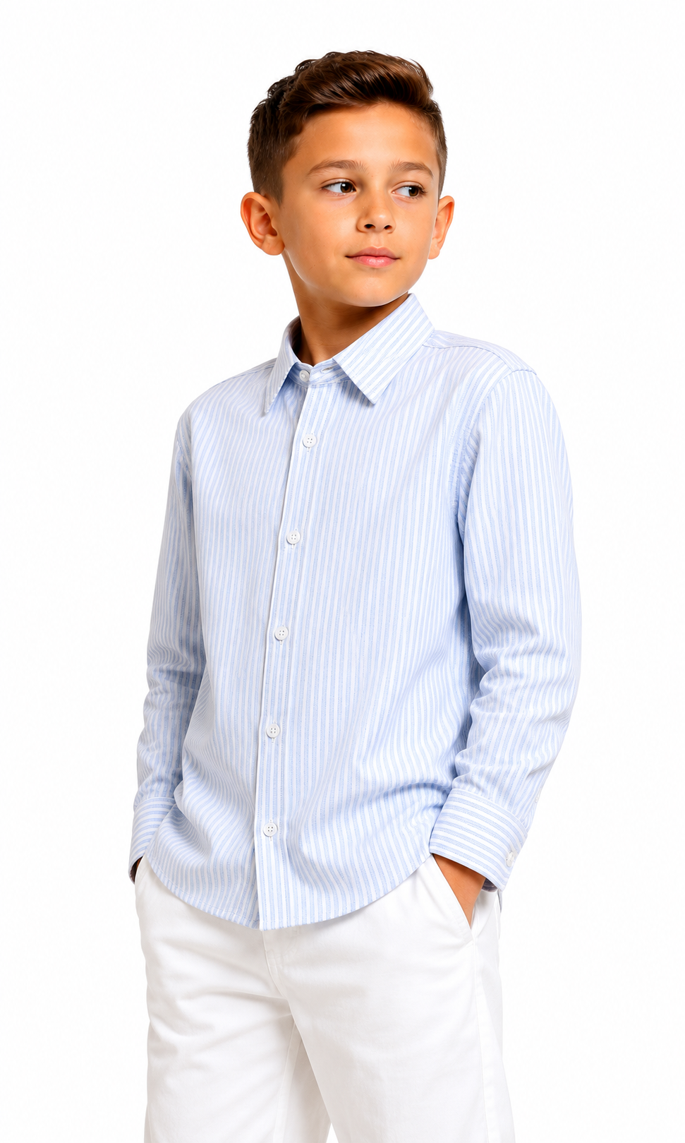 Boys Cotton Stripe Shirt - White