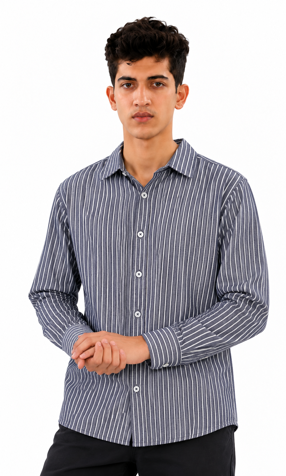 Boys Cotton Stripe Shirt - Blue