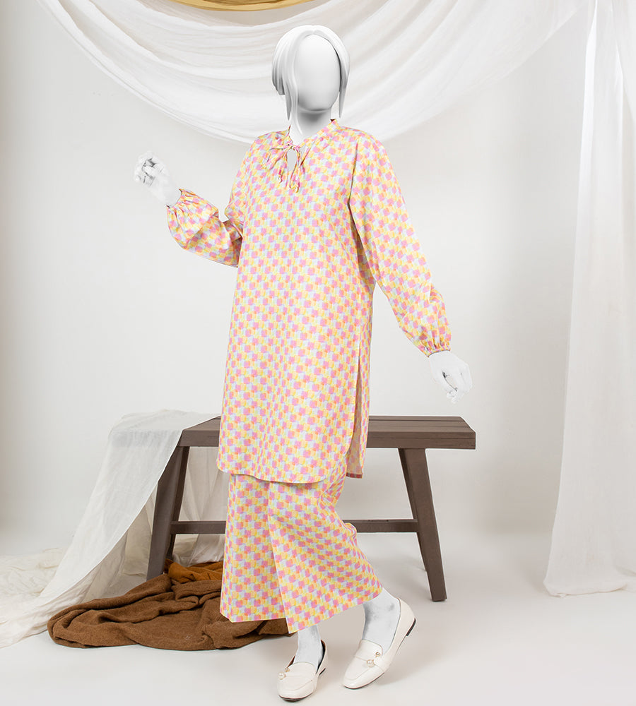 Girl's Stitched Poly Lawn 2 PCs