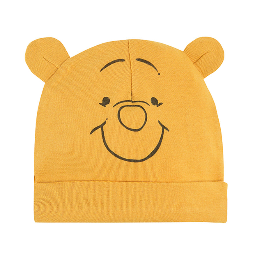 Boy's Hat Organic Cotton Beige Melange Yellow Winnie the Pooh Set 2 Pcs CC LAB2401132