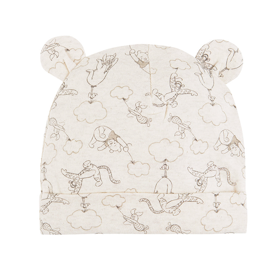 Boy's Hat Organic Cotton Beige Melange Yellow Winnie the Pooh Set 2 Pcs CC LAB2401132