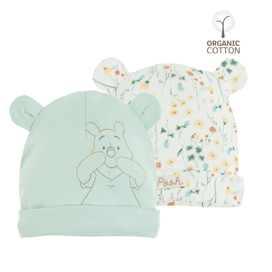 Girl's Cap Organic Cotton Mint Ecru Winnie The Pooh Set 2 Pcs CC LAG2401131 00
