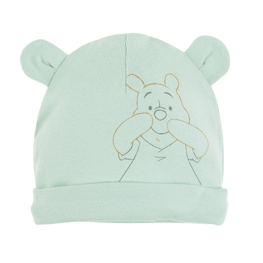 Girl's Cap Organic Cotton Mint Ecru Winnie The Pooh Set 2 Pcs CC LAG2401131 00