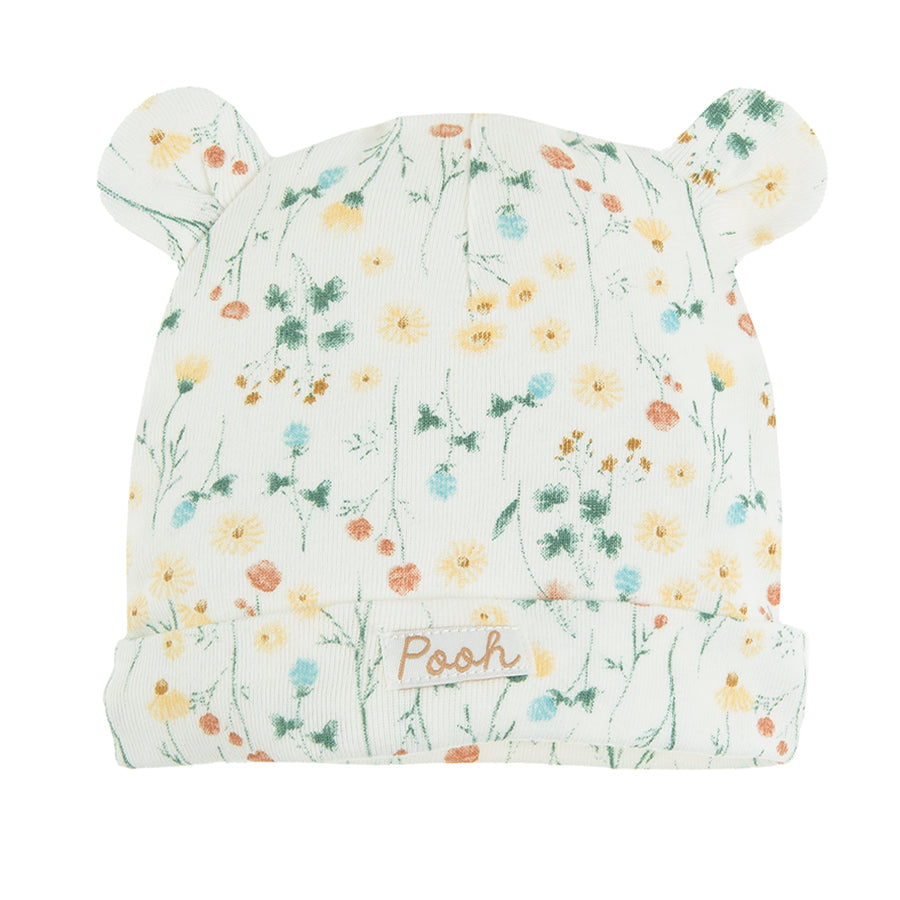 Girl's Cap Organic Cotton Mint Ecru Winnie The Pooh Set 2 Pcs CC LAG2401131 00