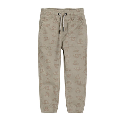 Boys Cloth Pants Jogger Beige Cars