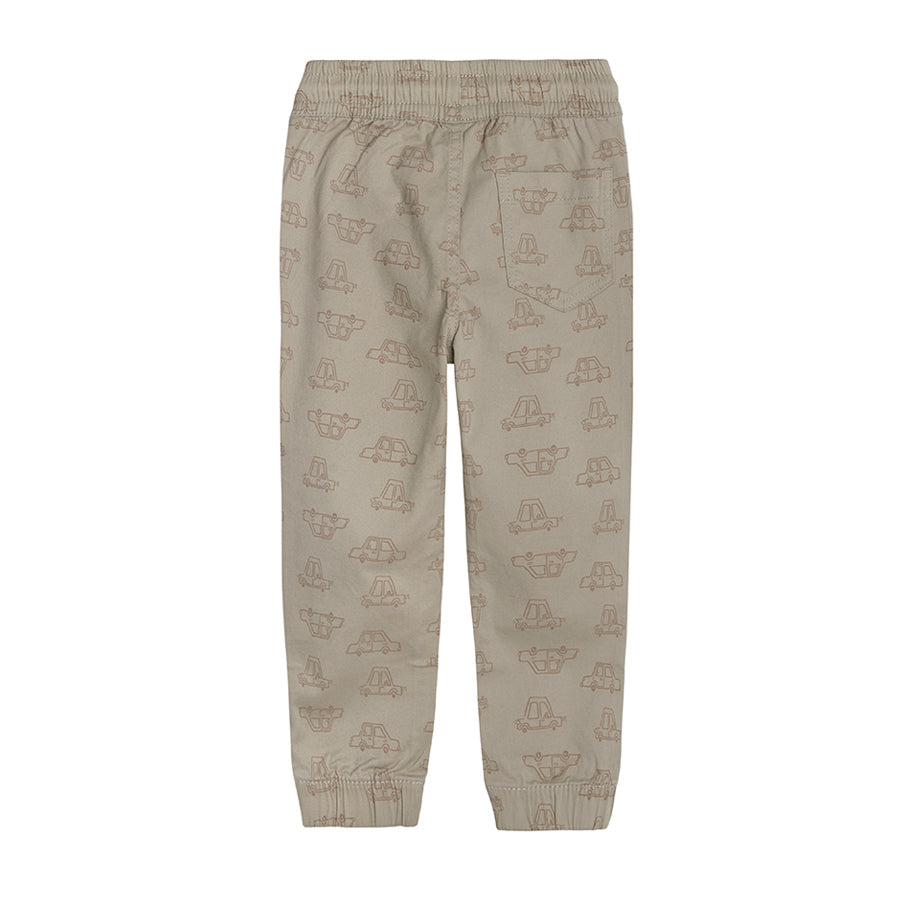 Boys Cloth Pants Jogger Beige Cars