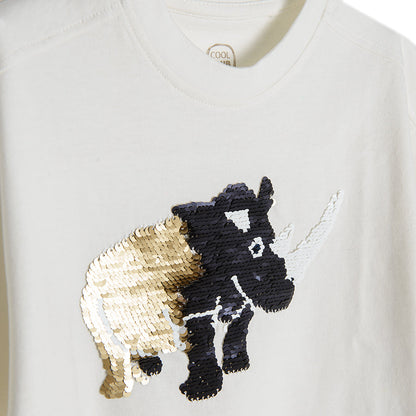 Boy's T Shirt Ecru Double Sided Sequins