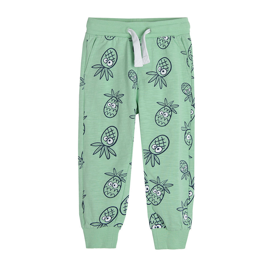 Boy's Sweat Pants Green Pine Apples