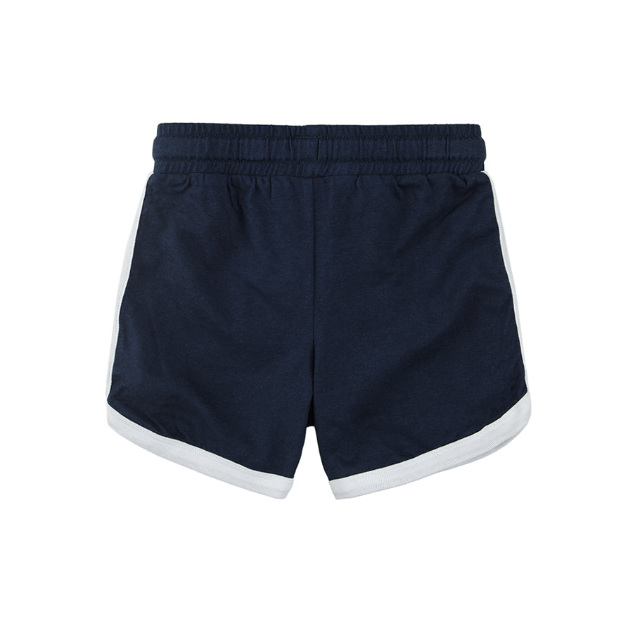 Boy's Set T Shirt Shorts White & Navy Blue