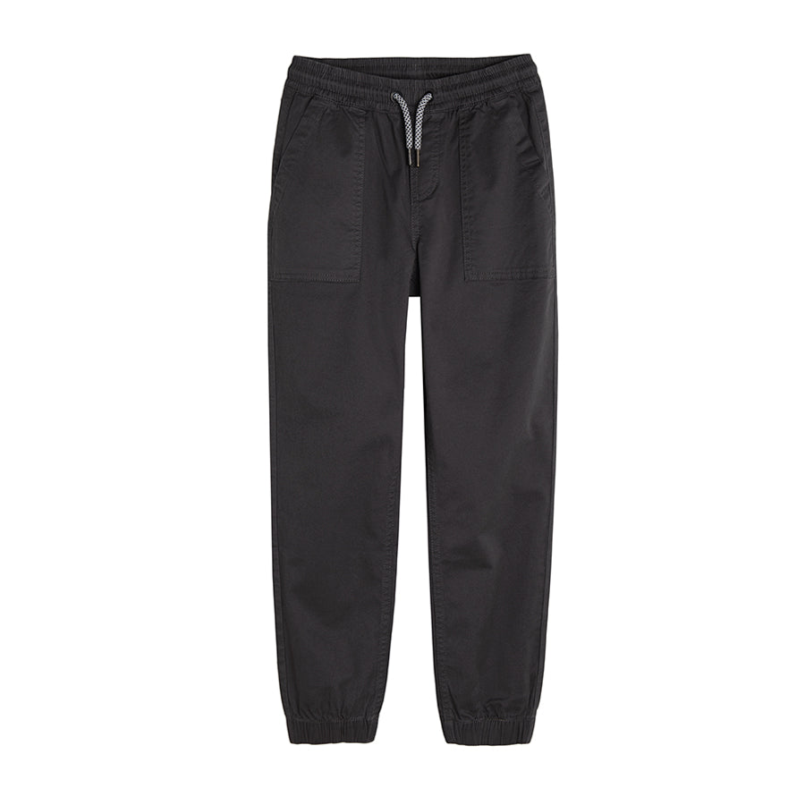 Boys Fabric Pants Jogger Dark Gray Pockets