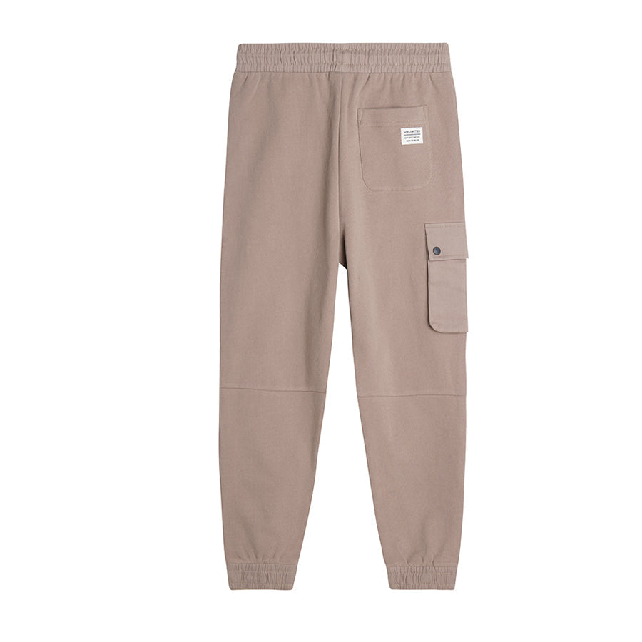 Boy's Sweat Pants Beige Pockets