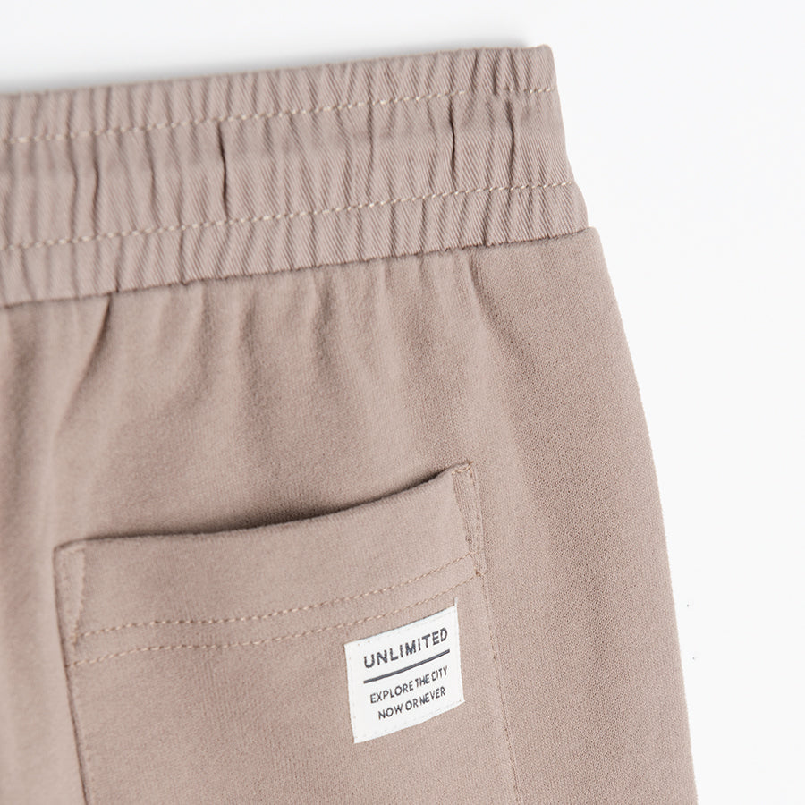 Boy's Sweat Pants Beige Pockets