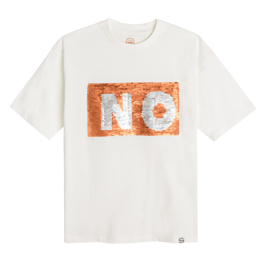 Boy's T-shirt, Ecru Double-Sided Sequins