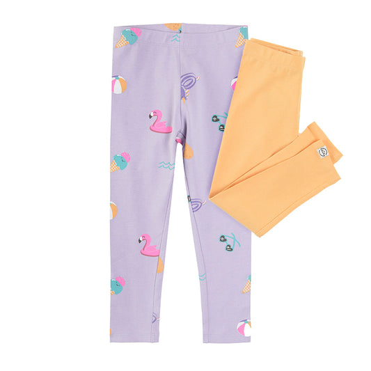 Girl's Leggings Purple & Yellow