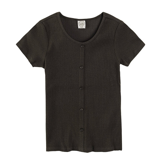 Girl's Short Sleeved Blouse Striped Graphite