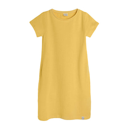 Girl's Dress with Short Sleeves Yellow