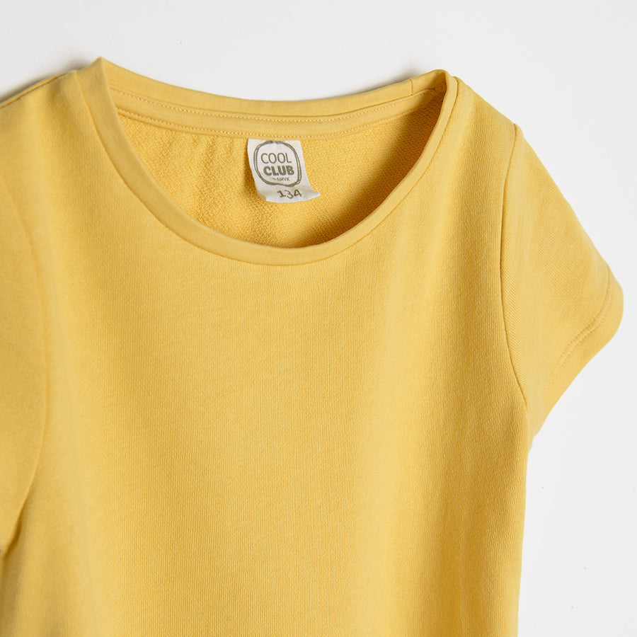 Girl's Dress with Short Sleeves Yellow