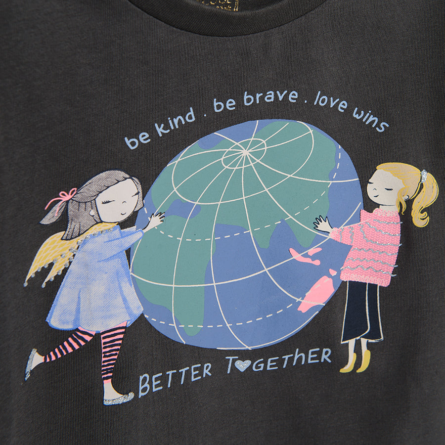 Girl's T Shirt Organic Cotton Graphite