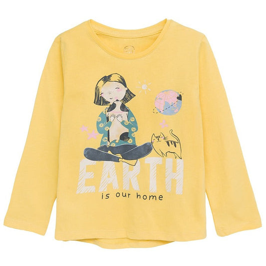 Girl's Long Sleeved Blouse Organic Cotton Yellow