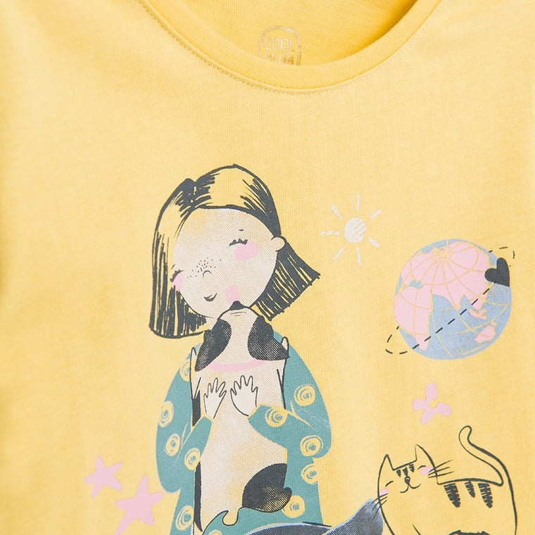 Girl's Long Sleeved Blouse Organic Cotton Yellow