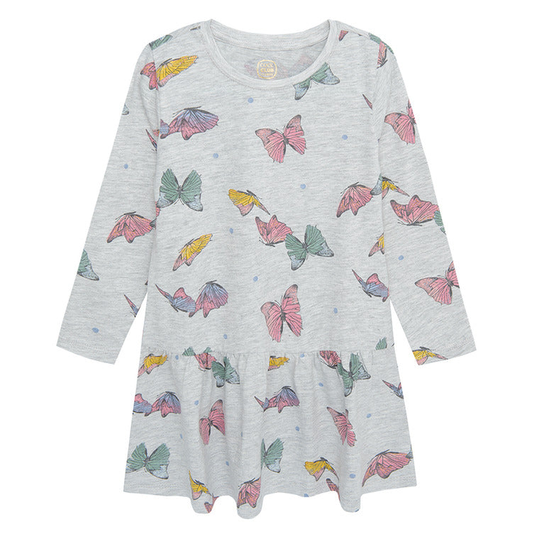Girl's Dress with Long Sleeves Gray