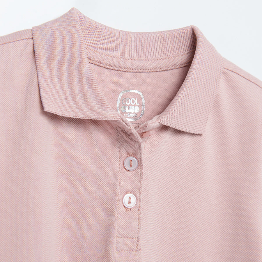 Girl's Short Sleeved Polo Shirt Light Pink
