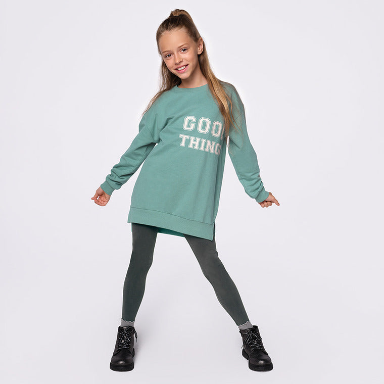 Girl's Set Sweatshirt Leggings Green Graphite