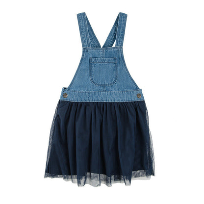 Girl's Denim Dangri Skirt Denim Tulle