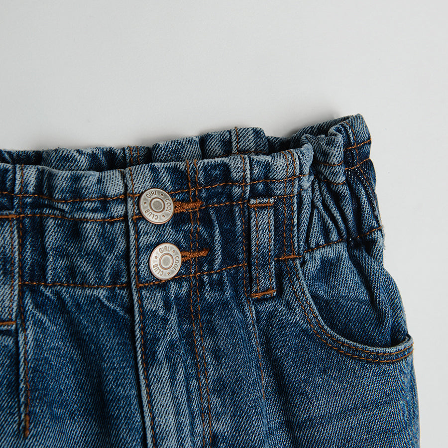 Girl's Denim Pants Paper Bag Dark Denim