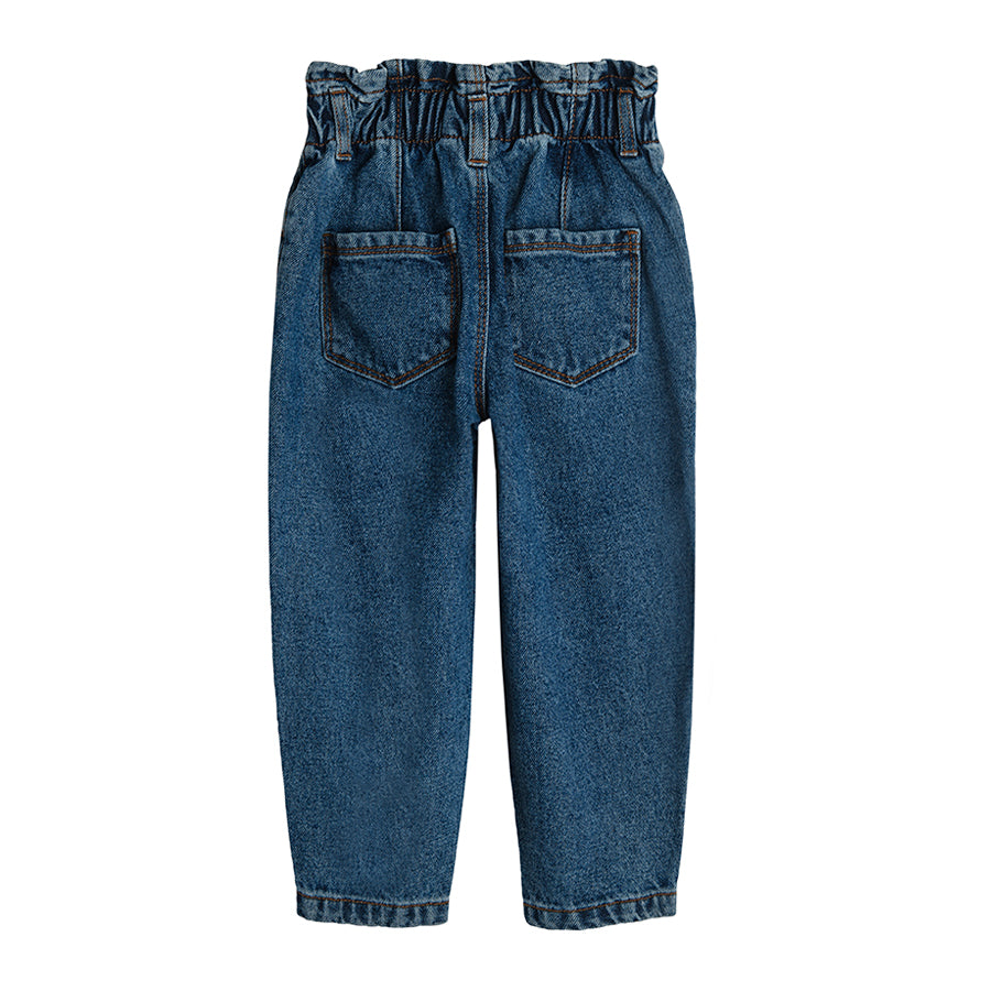 Girl's Denim Pants Paper Bag Dark Denim