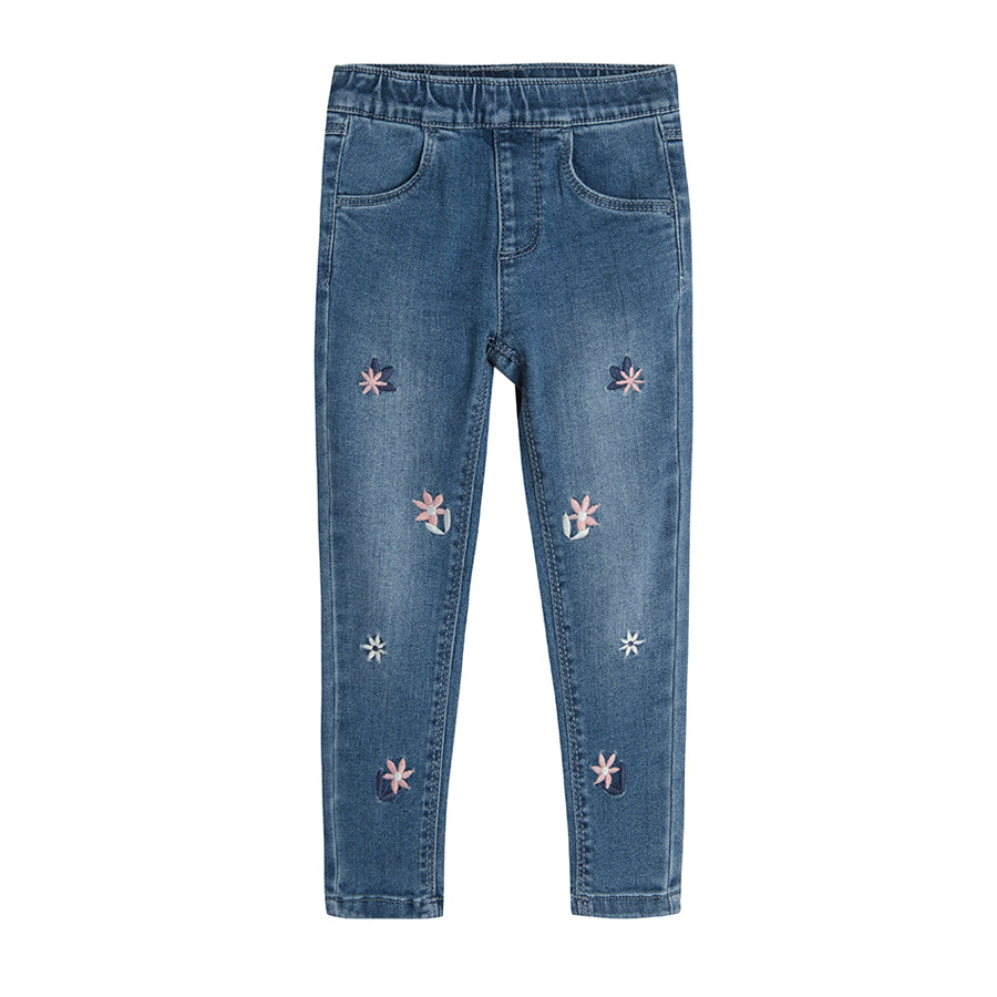 Girl's Denim Pants Slim Denim Flowers
